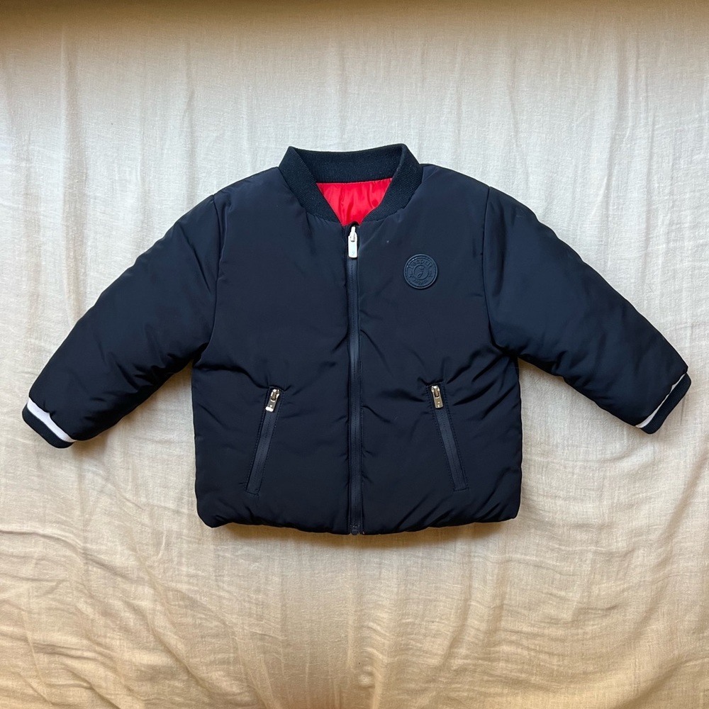 Jacadi boys reversible down jacket navy and red size 18 months great condition